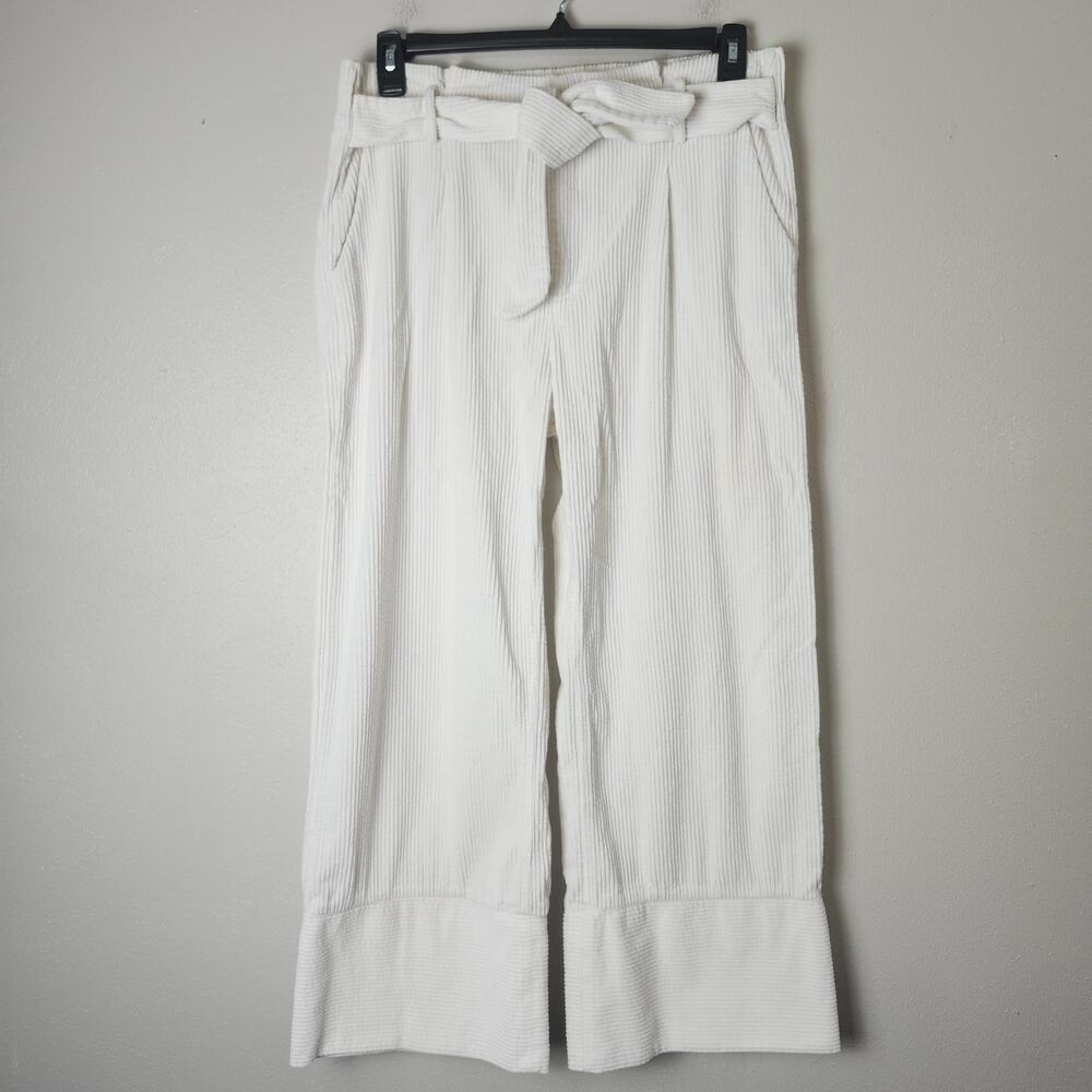 J.O.A. Just One Answer Women's Corduroy Front Tie Pants Off White  Medium Wide